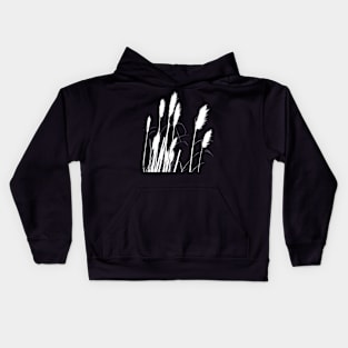 Reeds Black And White Plant Artwork Kids Hoodie